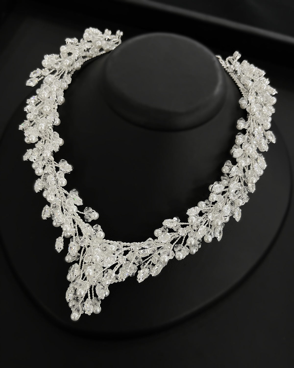 NNC-029 | Unea Zircon Stone & Κρύσταλλο Bead μαργαριτάρι Detail Set Necklace