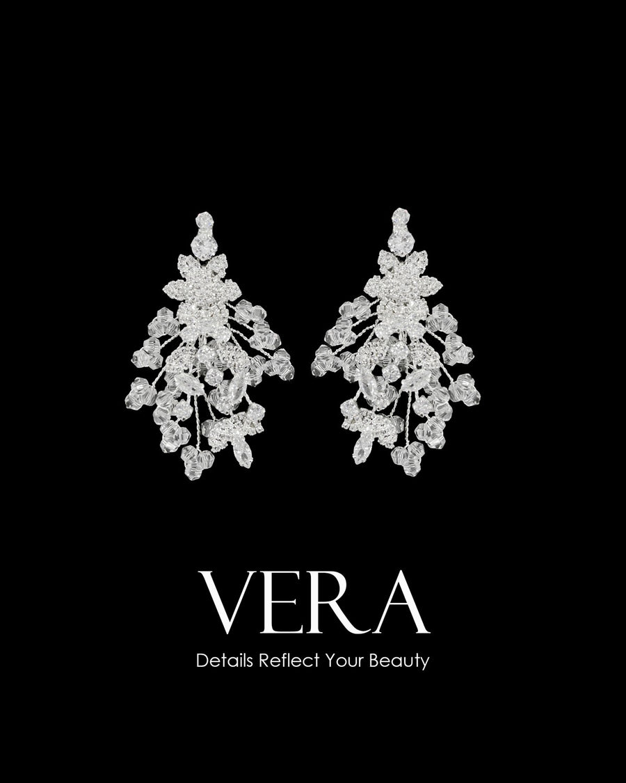 NNC-035 | Vera Zircon Stone & كريستال Bead Earrings