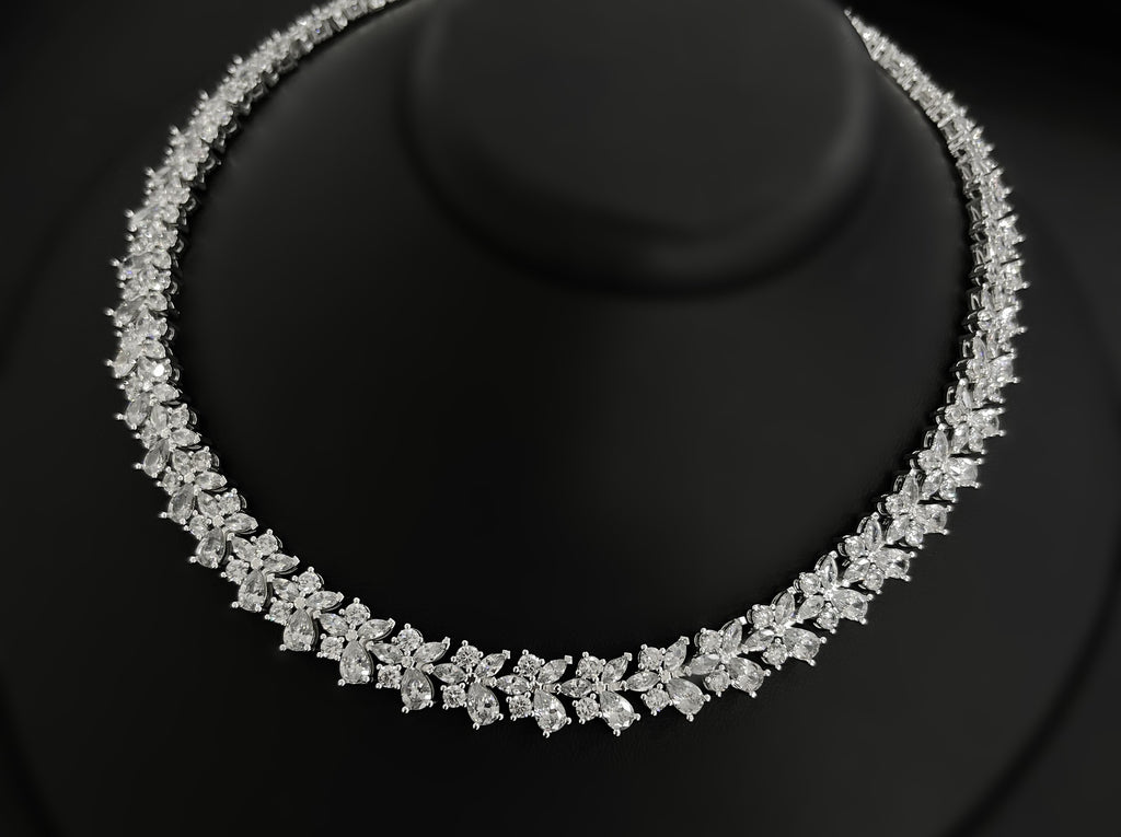 NNC-017 | Vue Zircon Stone & perla Detail Set Necklace